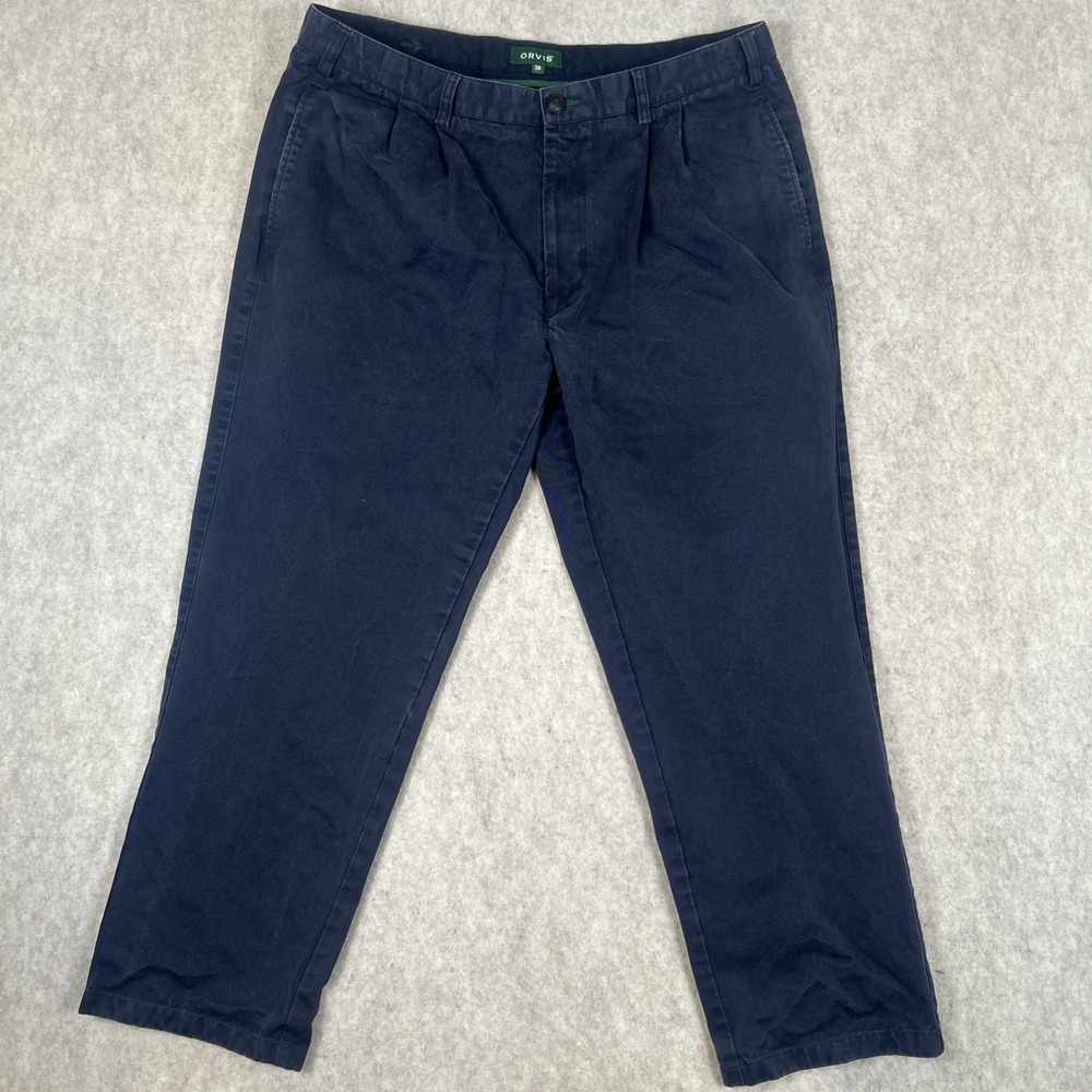 Orvis Pants Mens‎ 38 Blue Khakis 100% Cotton Straight Leg Mid Rise Pants